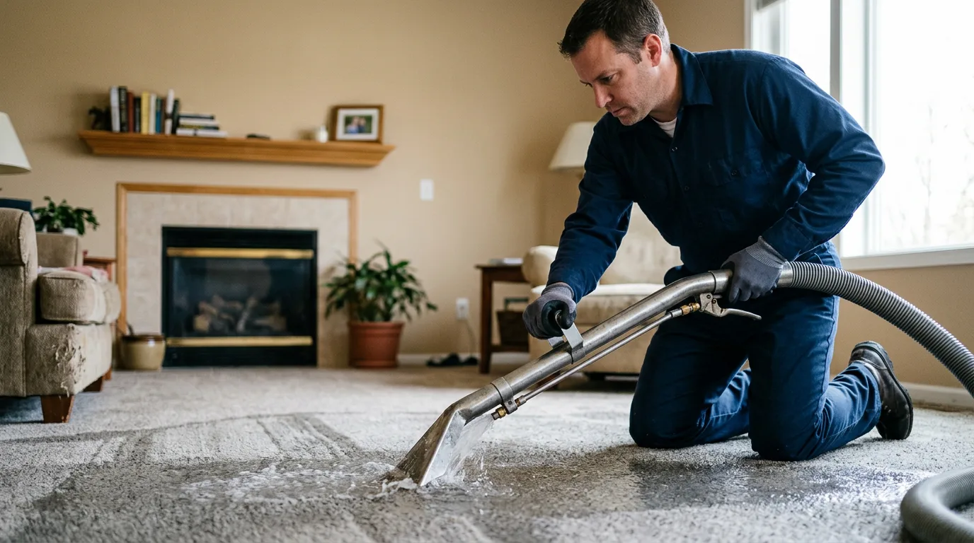Water damage restoration technician working near Sparta, OH